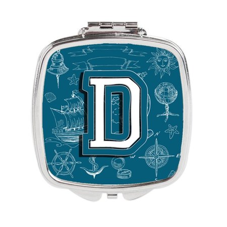 CAROLINES TREASURES Letter D Sea Doodles Initial Alphabet Compact Mirror CJ2014-DSCM